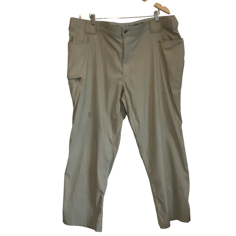 Duluth Trading Co Dry On The Fly Relaxed Fit Cargo Pants Mens 46x30 Khaki Tan